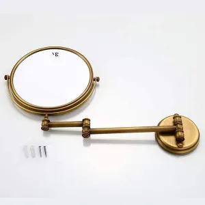 Makeup Mirror Vanity Mirror Wall Mounted Makeup Mirror,Beauty Mirror Retractable Folding Double-Sided 3X Magnifying Mirror Bathroom Vanity Mirror Cosmetic Mirror(Round Base)