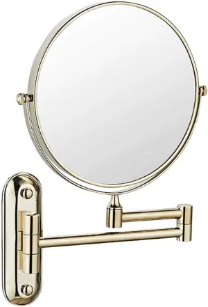 Makeup Mirror Wall Mounted, 8 Inch Double Sided Cosmetic Mirror, 360° Swivel Extendable Cosmetic Vanity Mirror, Folding Wall Mirror, Shaving Makeup in Bedroom or Bathroom ( Color : Antique Copper , Si