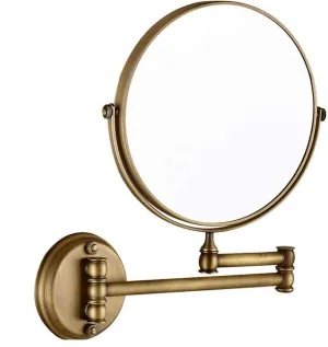 Makeup Vanity Mirror,3X Magnification Beauty Mirror Two-Sided Wall Mounted Bathroom Mirror 360°Swivel Extendable Cosmetic Mirror,Antique Color