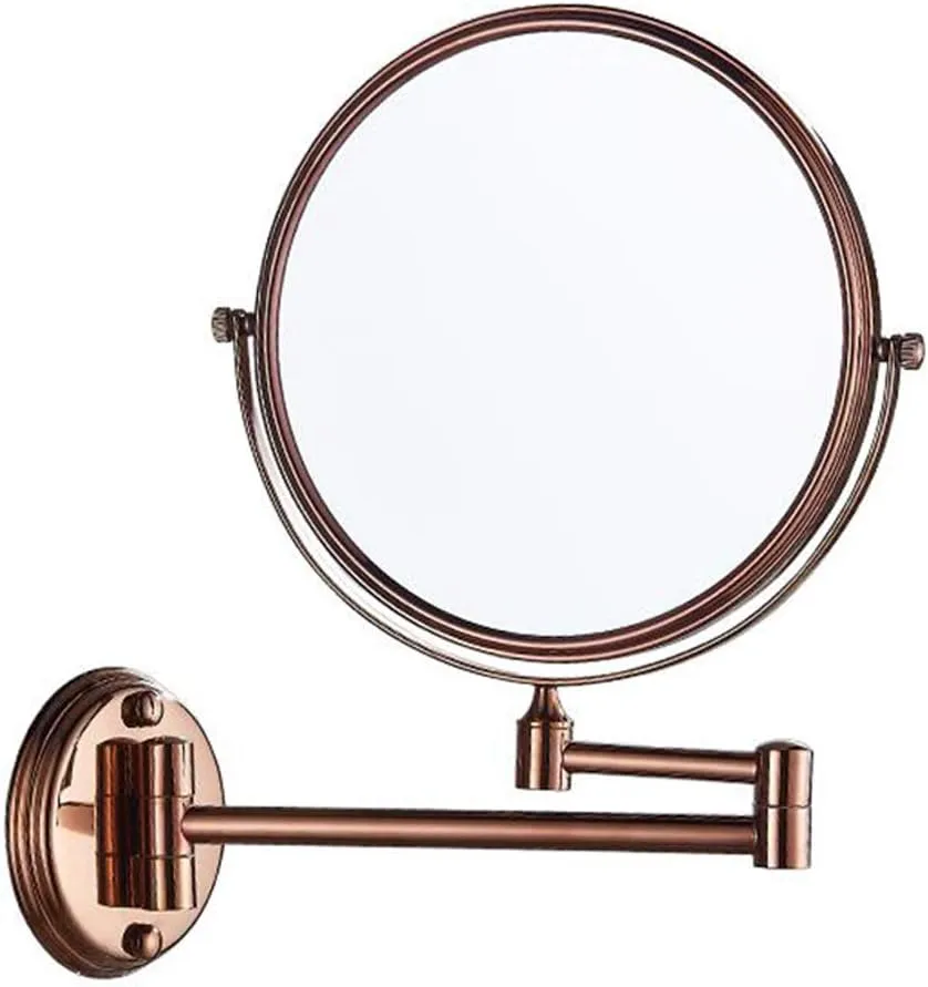 Makeup Vanity Mirror,3X Magnification Beauty Mirror Two-Sided Wall Mounted Cosmetic Mirror 360°Swivel Extendable Bathroom Mirror,Antique Copper