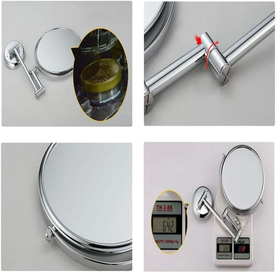 Makeup Vanity Mirror,Two-Sided Wall Mounted Bathroom Mirror Multiple Magnification Beauty Mirror 360° Swivel Extendable Cosmetic Mirror 8inch,Antique