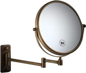 Makeup Vanity Mirror,Two-Sided Wall Mounted Beauty Mirror 3X Magnification Bathroom Mirror 360°Swivel Extendable Cosmetic Mirror,Antique Copper(Black 6inch) (Antique Copper 6inch)