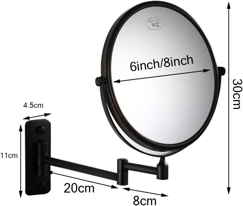 Makeup Vanity Mirror,Two-Sided Wall Mounted Beauty Mirror 3X Magnification Bathroom Mirror 360°Swivel Extendable Cosmetic Mirror,Antique Copper(Black 6inch) (Antique Copper 6inch)