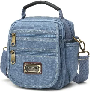 Man Small Canvas Crossbody Phone Purse Bag Mini Messenger Bag Waist Belt Side Bag