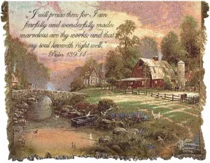 Manual Thomas Kinkade 50 x 60-Inch Tapestry Throw, Sunset at Riverbend