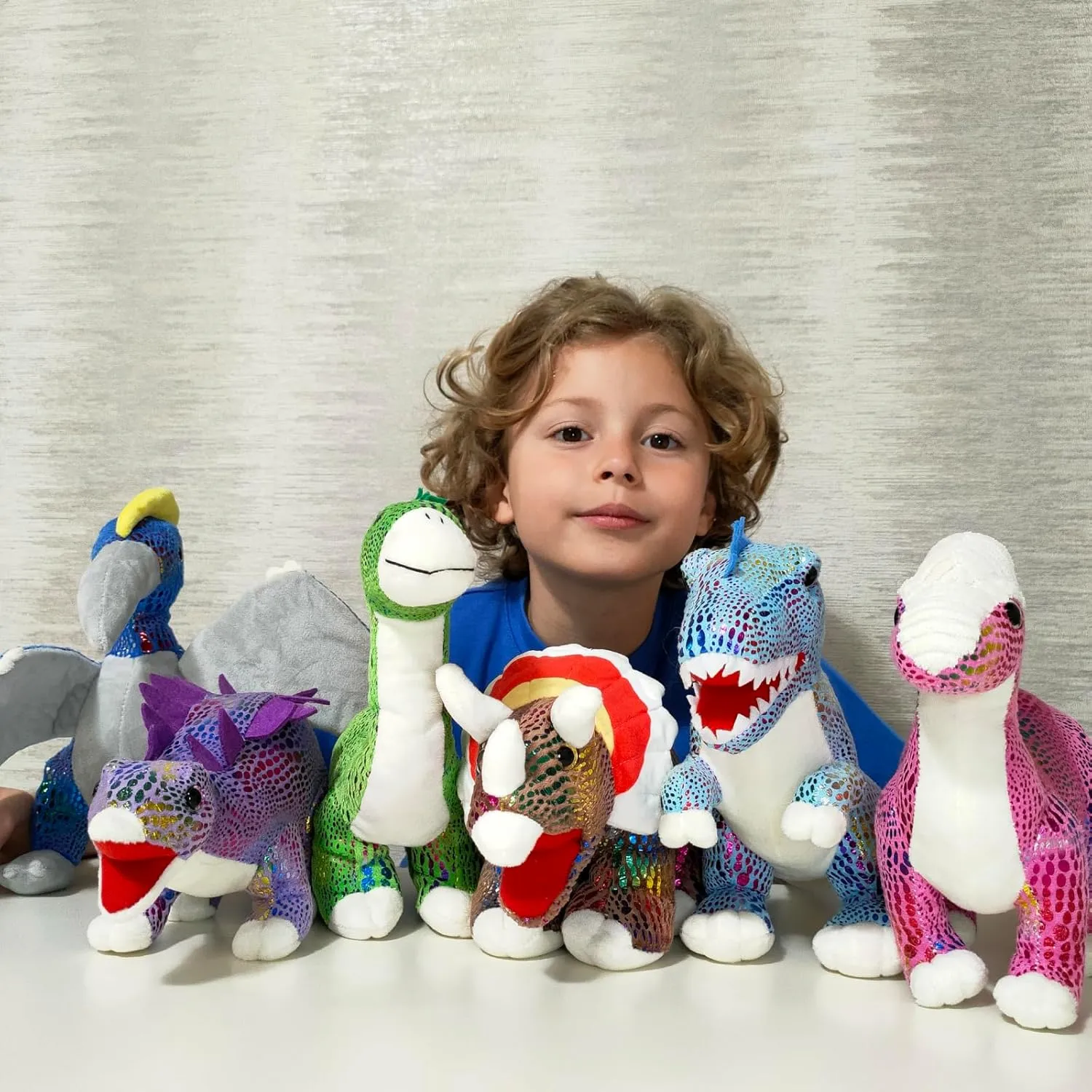 MaoGoLan 12'' Plush Dinosaur Stuffed Animals Set for Kids 5-7, Cute Dinosaur Toys Party Favors in Bulk Girls Boys Christmas Easter Valentine's Day Birthday Gifts, 6 Pack