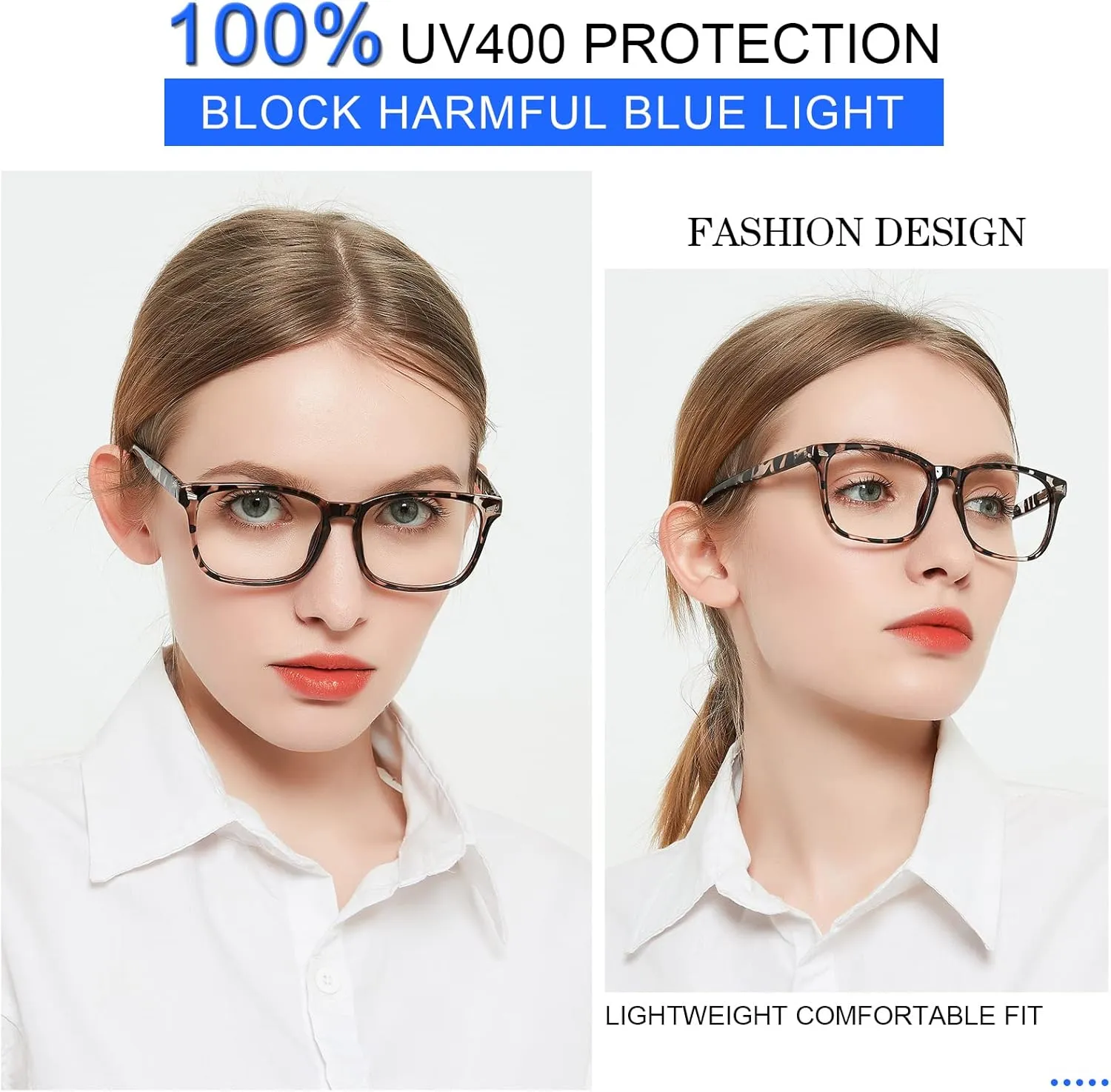 MARE AZZURO Computer Reading Glasses Women Blue Light Blocking Readers 0 1.00 1.25 1.50 1.75 2.00 2.25 2.50 2.75 3.00 3.50 4.00 5.00 6.00 (Leopard, 2.75)