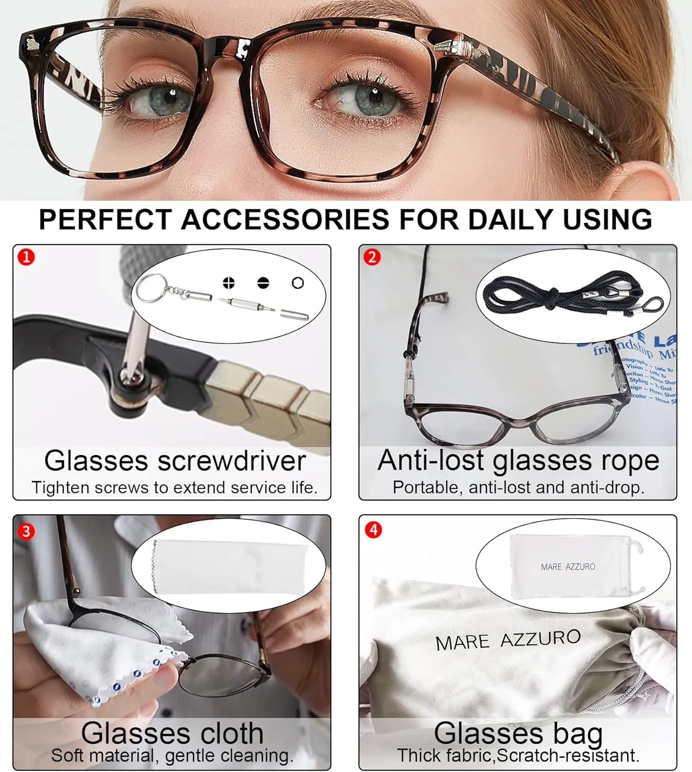 MARE AZZURO Computer Reading Glasses Women Blue Light Blocking Readers 0 1.00 1.25 1.50 1.75 2.00 2.25 2.50 2.75 3.00 3.50 4.00 5.00 6.00 (Leopard, 2.75)