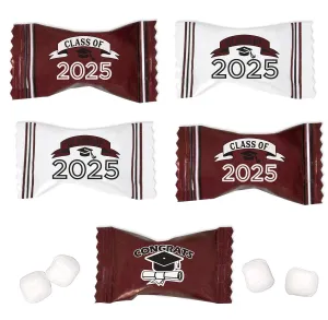 Maroon Graduation Butter Mints Class of 2025 Candies Bag 100 Count Individually Wrapped Congratulations Burgundy Grad Candy 13 Ounce Bags Goody Treats Sweets Holiday Dinner Party Supplies Decoration
