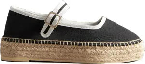 Mary Jane Woven Espadrilles for Women Round Toe Ballerina Shoes Canvas Summer Flats