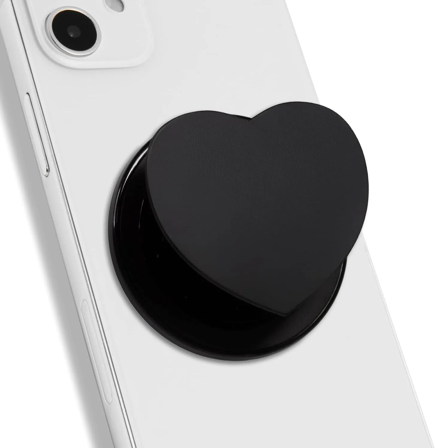 Matt Black Collapsible Phone Grip & Stand Sleek All-Black Design for Secure Hold & Stylish Look (Heart Magnetic)