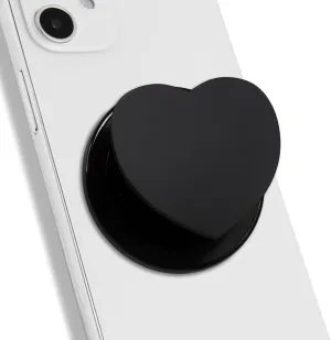 Matt Black Collapsible Phone Grip & Stand Sleek All-Black Design for Secure Hold & Stylish Look (Heart Magnetic)