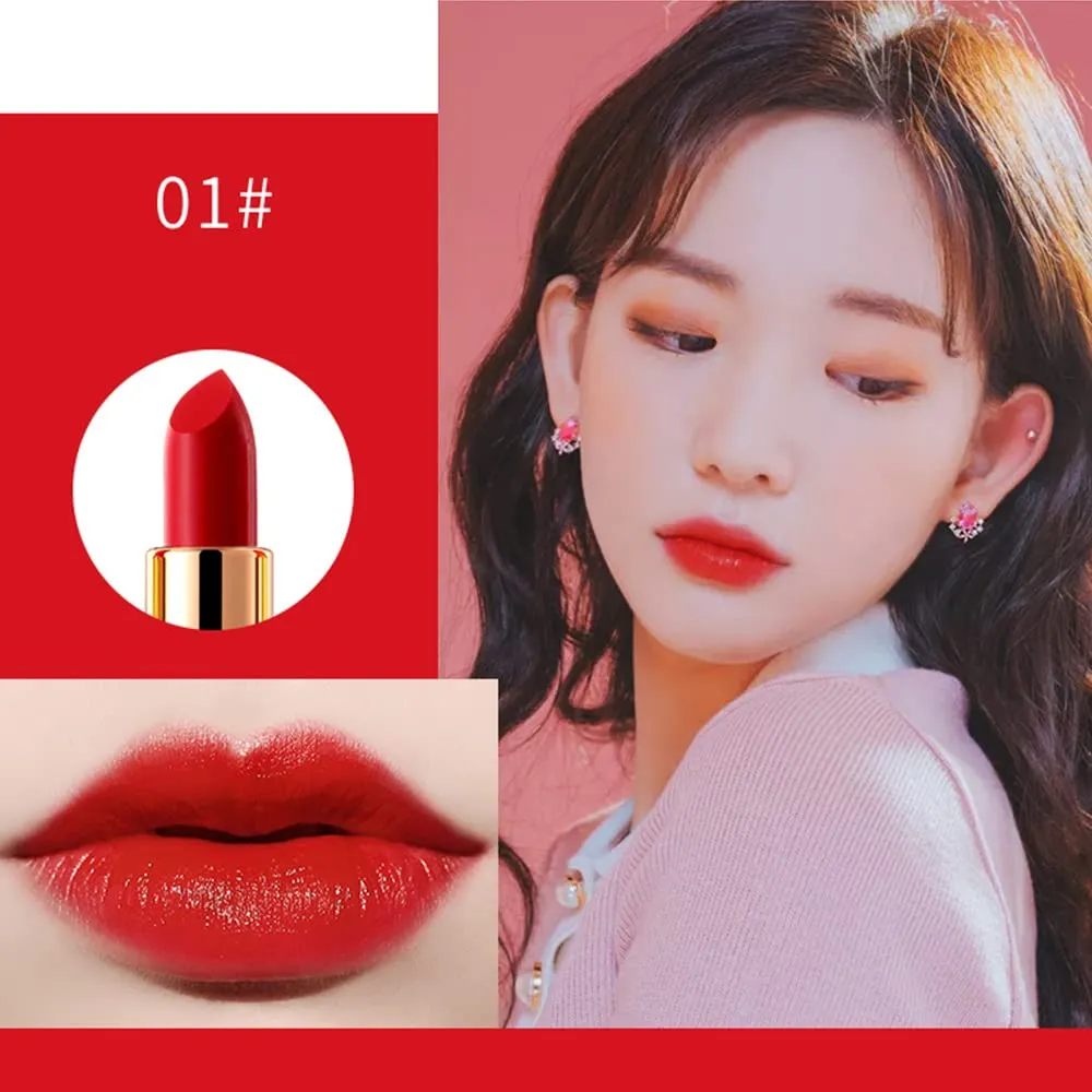 Matte Lipstick, 6 Colos Ladies Matte Lipstick Long Lasting Waterproof Velvet Red Lipstick Lip Gloss Set Pigmented Lip Makeup for Girls and Women Gift (01#)