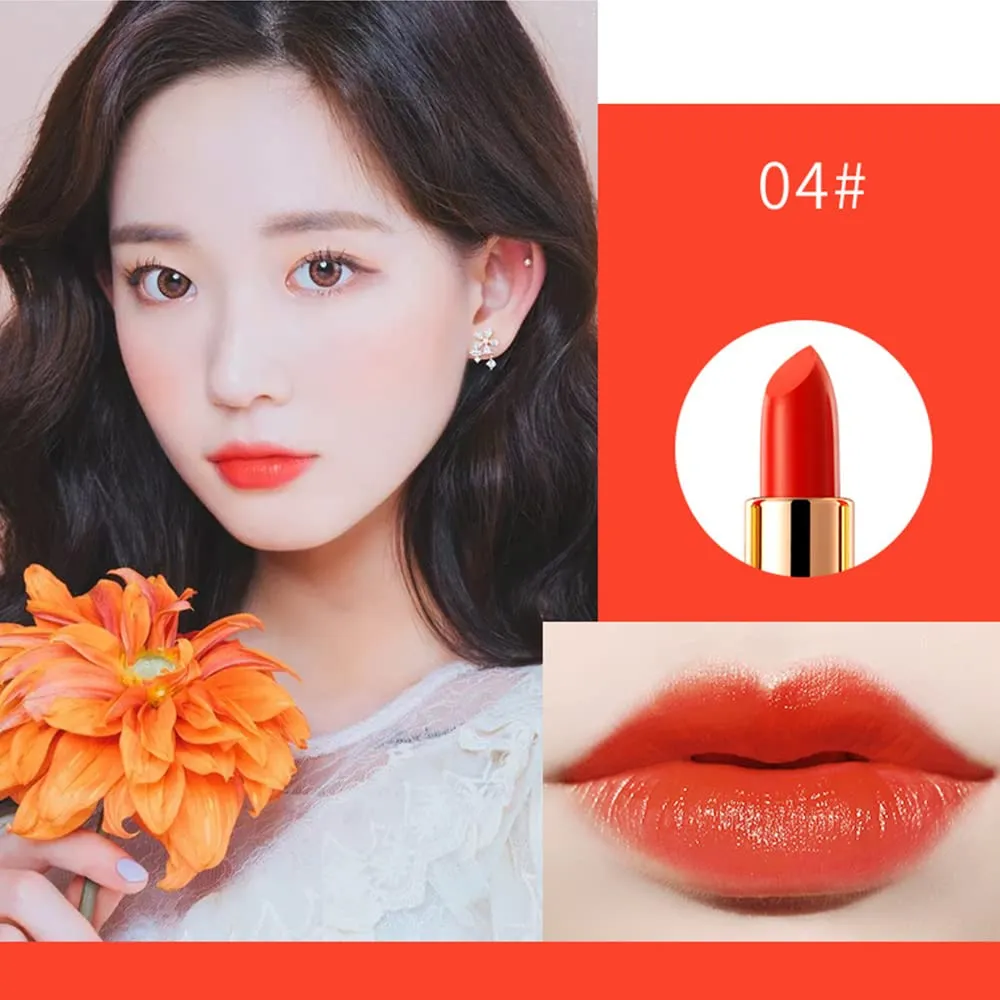 Matte Lipstick, 6 Colos Ladies Matte Lipstick Long Lasting Waterproof Velvet Red Lipstick Lip Gloss Set Pigmented Lip Makeup for Girls and Women Gift (04#)