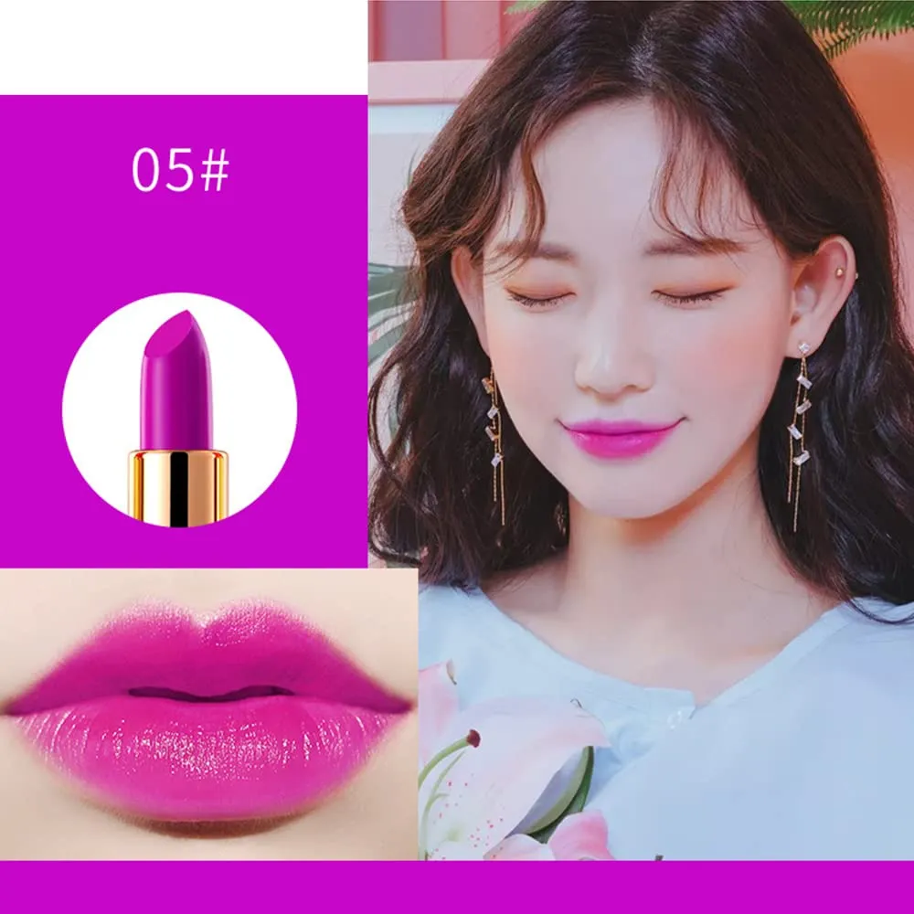 Matte Lipstick, 6 Colos Ladies Matte Lipstick Long Lasting Waterproof Velvet Red Lipstick Lip Gloss Set Pigmented Lip Makeup for Girls and Women Gift (05#)
