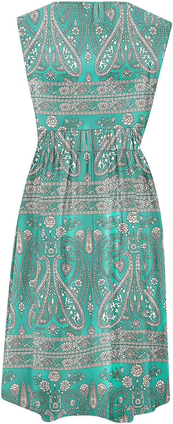 Maxi Dress for Women Sleeveless Spring Summer Dresses A Line Floral Dress Beach Vacation Sundress Cruise Outfits