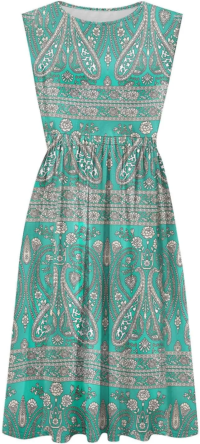 Maxi Dress for Women Sleeveless Spring Summer Dresses A Line Floral Dress Beach Vacation Sundress Cruise Outfits