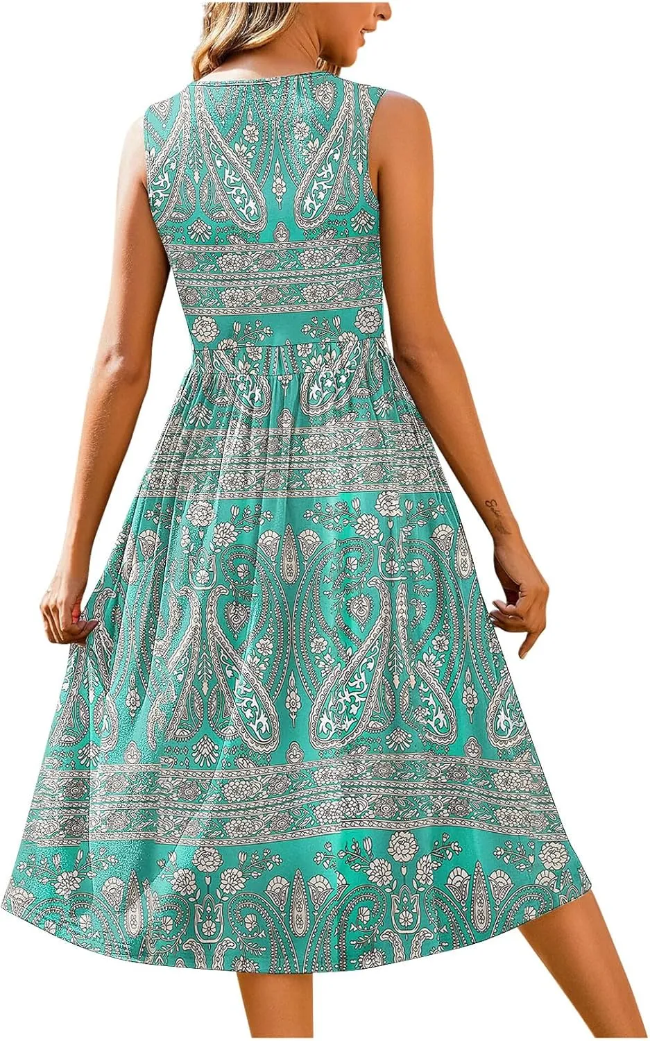 Maxi Dress for Women Sleeveless Spring Summer Dresses A Line Floral Dress Beach Vacation Sundress Cruise Outfits