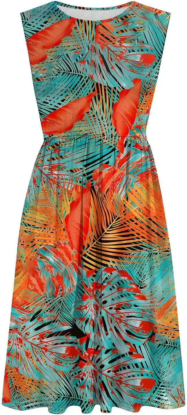 Maxi Dress for Women Sleeveless Spring Summer Dresses A Line Floral Dress Beach Vacation Sundress Cruise Outfits