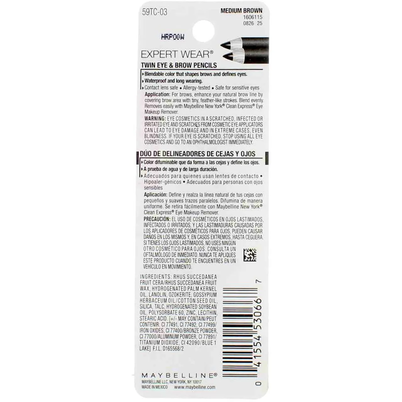 Maybelline Expert Eyes Twin Brow & Eye Pencils, Medium Brown [103], 0.06 oz (Pack of 6)