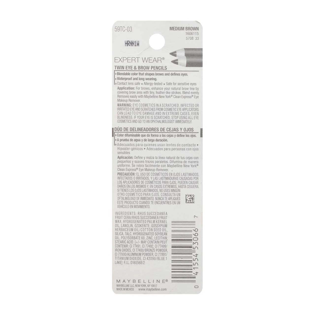 Maybelline Expert Eyes Twin Brow & Eye Pencils, Medium Brown [103], 0.06 oz (Pack of 6)