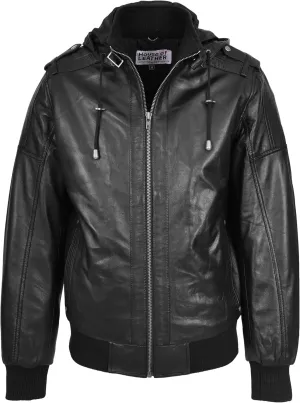 Men's Aviator Leather Jacket, 3XL, Black