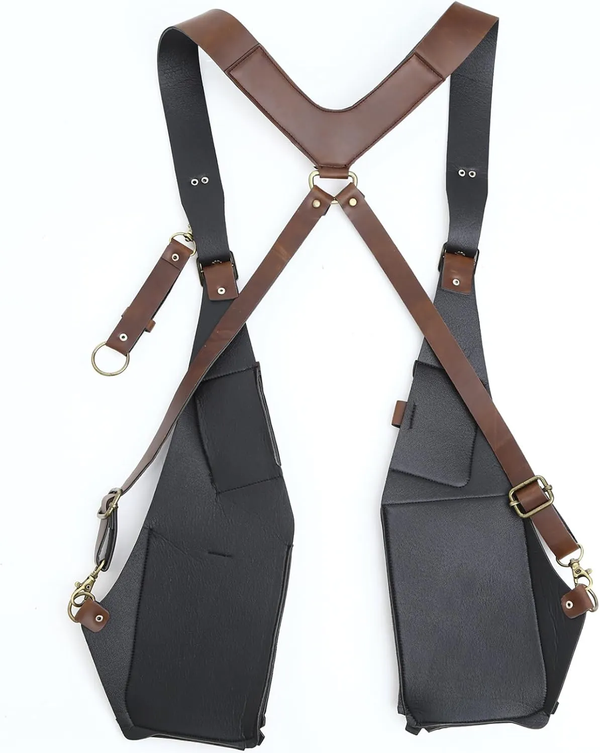 Mens Leather Hidden Underarm Shoulder Bag Double Shoulder Pouch Outdoors Mobile Phone Holster Bag
