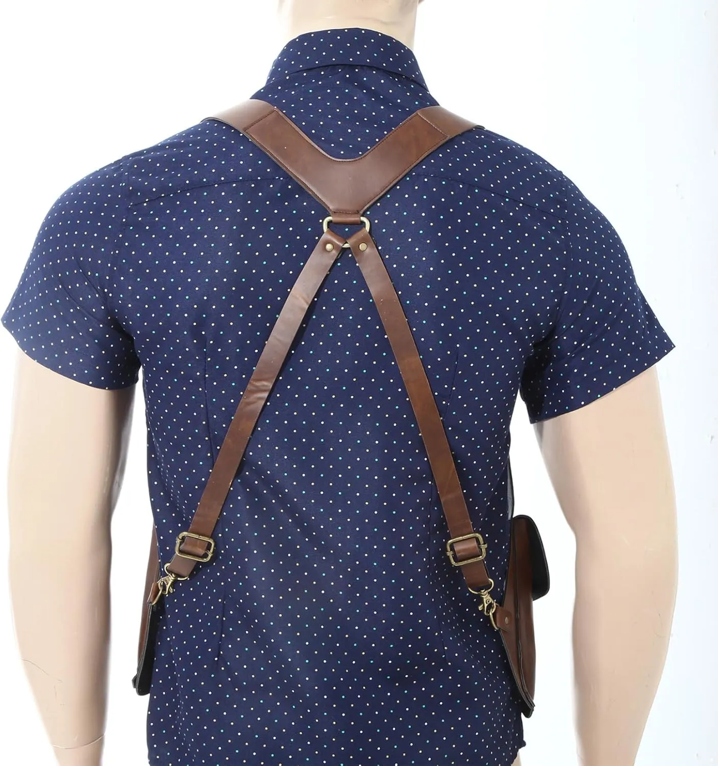 Mens Leather Hidden Underarm Shoulder Bag Double Shoulder Pouch Outdoors Mobile Phone Holster Bag