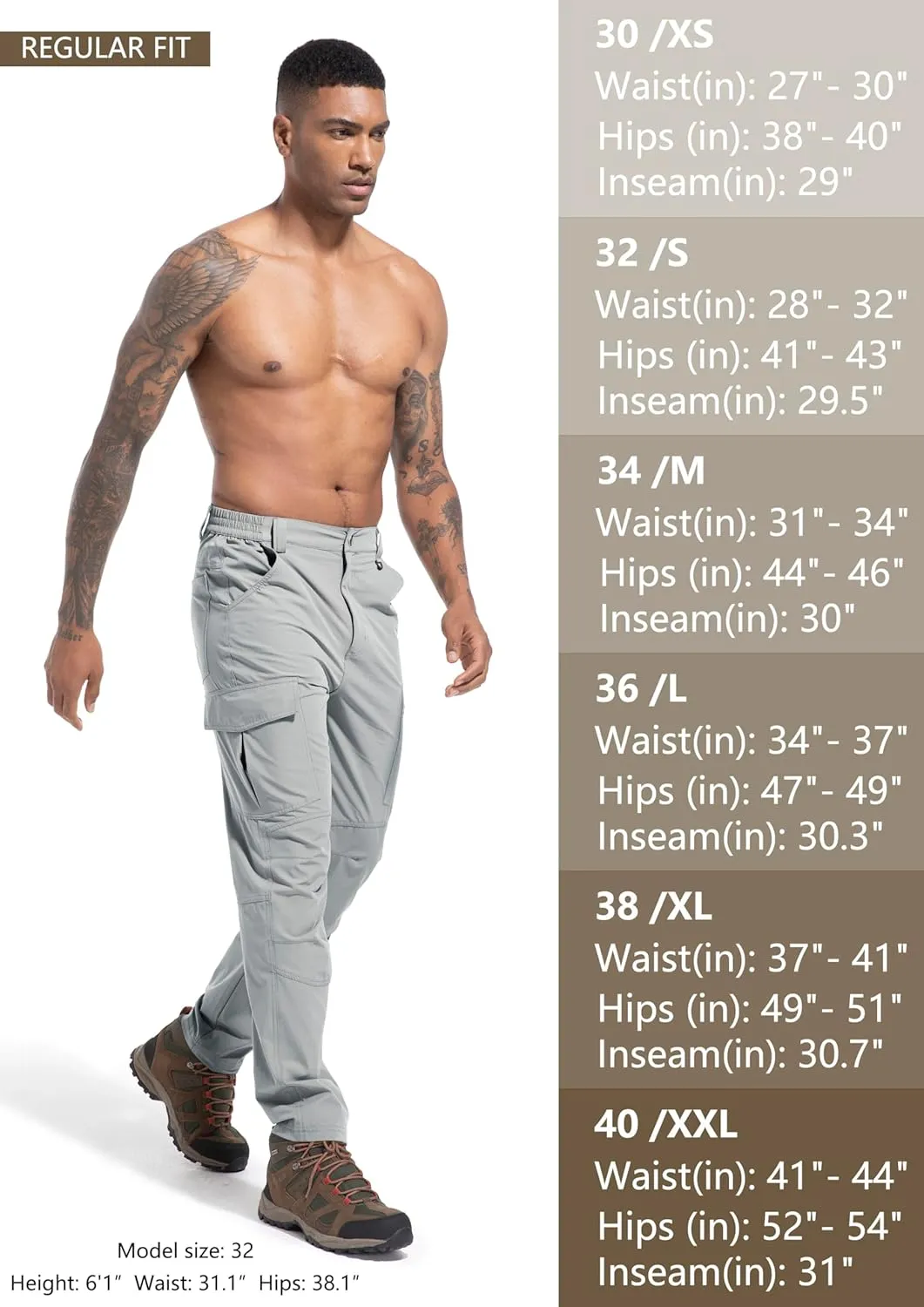 Men's Lightweight Hiking Cargo Work Pants Quick Dry Water Resistant Fishing Travel Climbing Outdoor Stretch Pants
