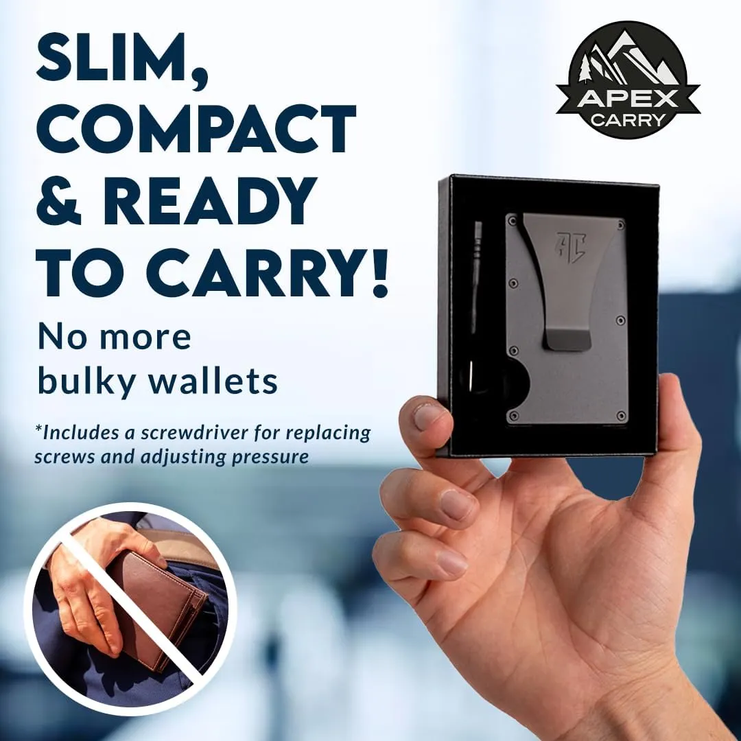 Men's Minimalist Credit Card Holder - Slim Wallet for Men with RFID Blocking - Front Pocket Metal Wallet with Money Clip (Obsidian)