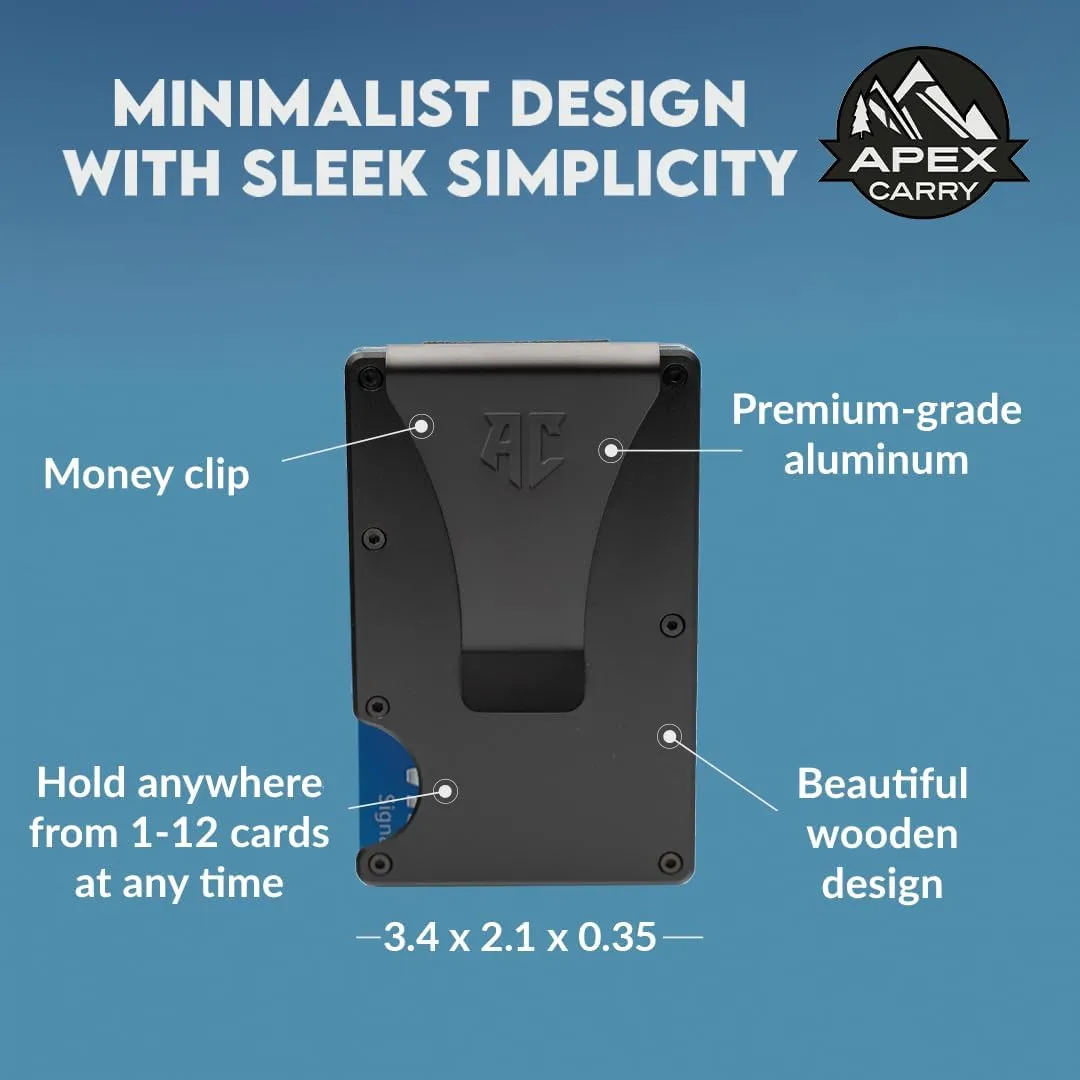 Men's Minimalist Credit Card Holder - Slim Wallet for Men with RFID Blocking - Front Pocket Metal Wallet with Money Clip (Obsidian)