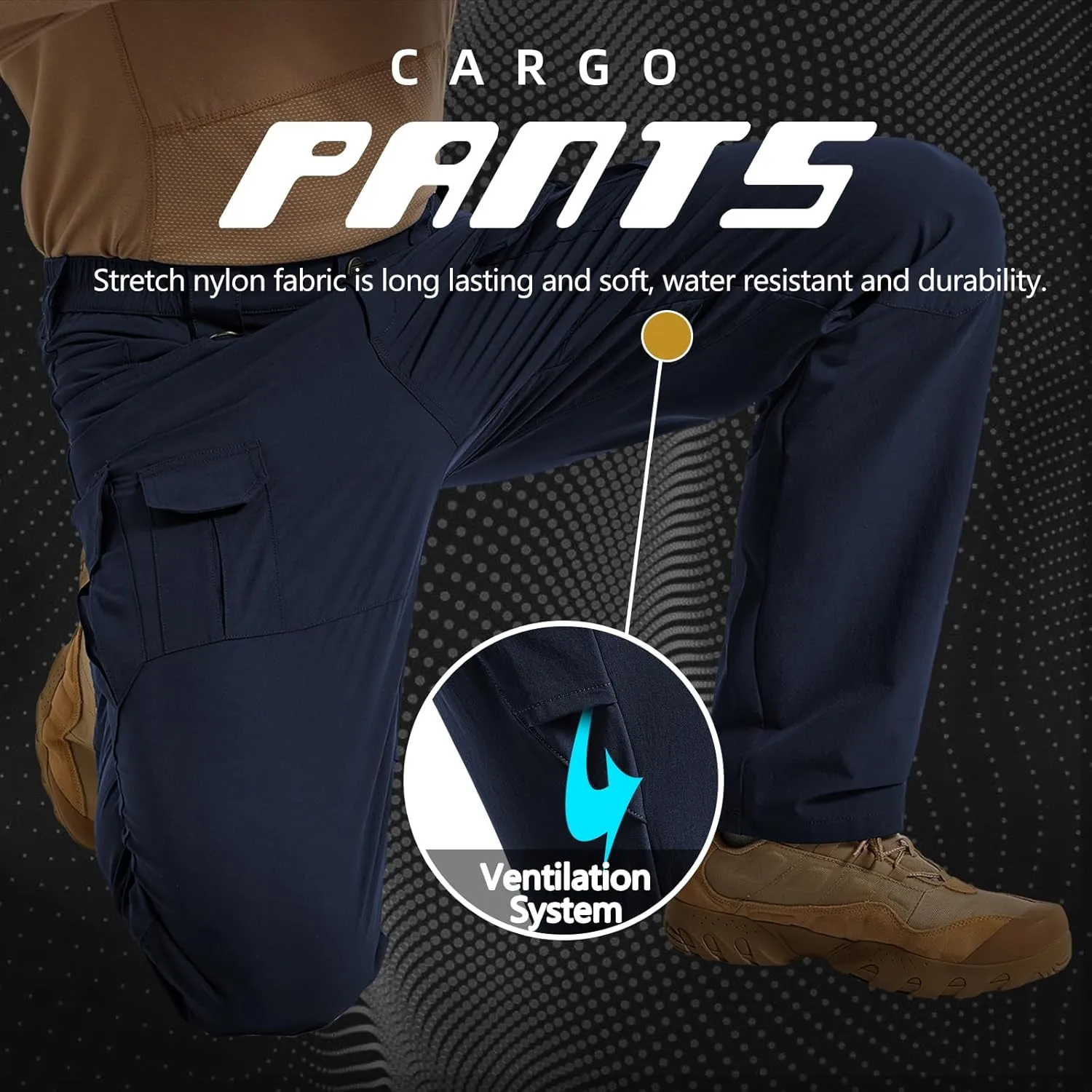 Men's Quick Dry Cargo Pants Water Resistant Tactical Pants Lightweight Stretch Outdoor Work Hiking Pants