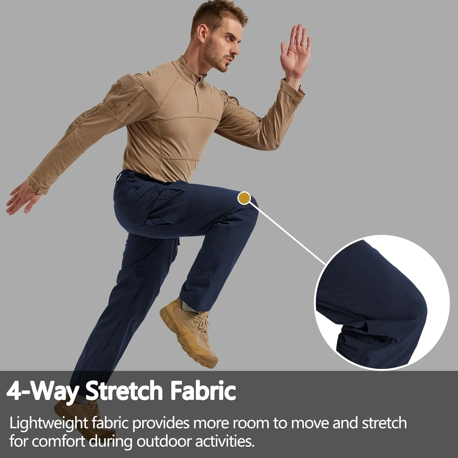 Men's Quick Dry Cargo Pants Water Resistant Tactical Pants Lightweight Stretch Outdoor Work Hiking Pants