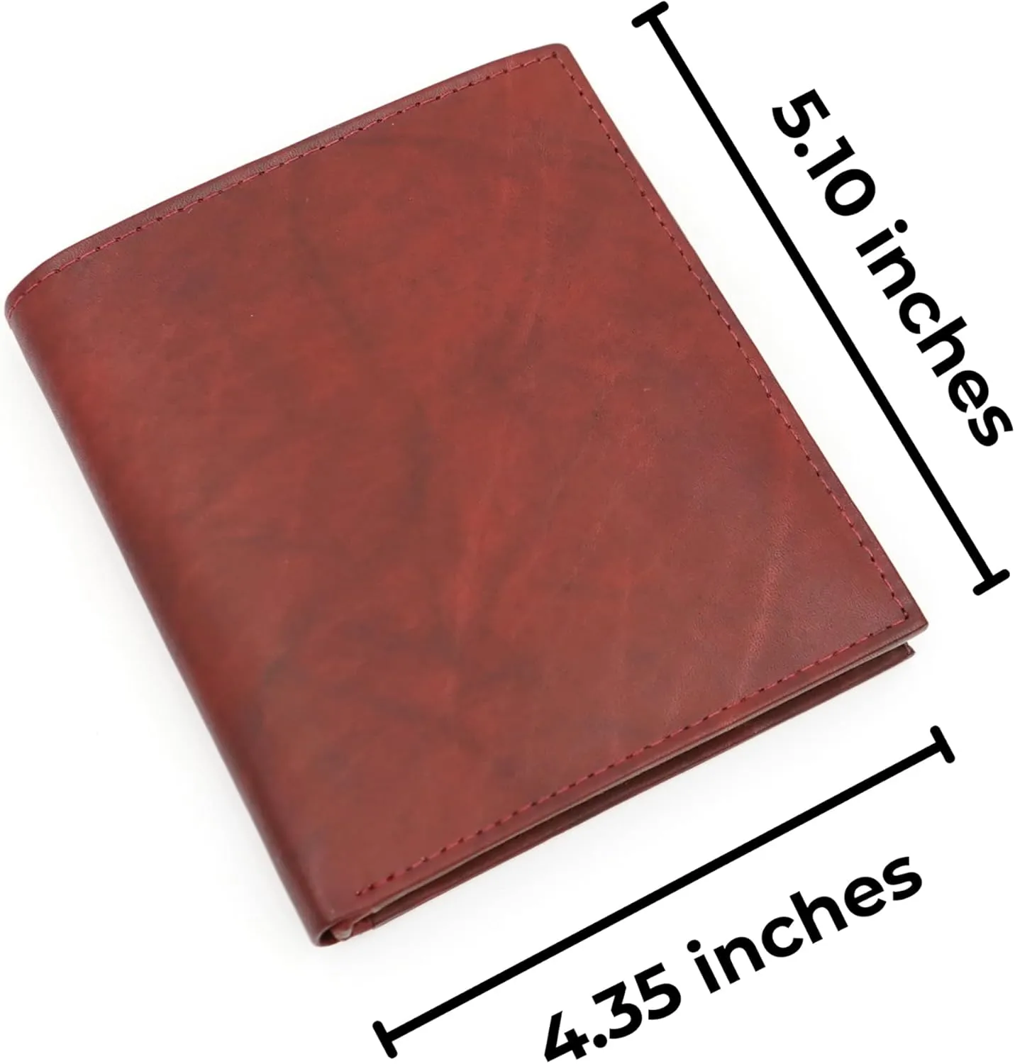 Men's RFID Bifold Wallet - Cowhide Leather, European Hipster, Two ID, BD