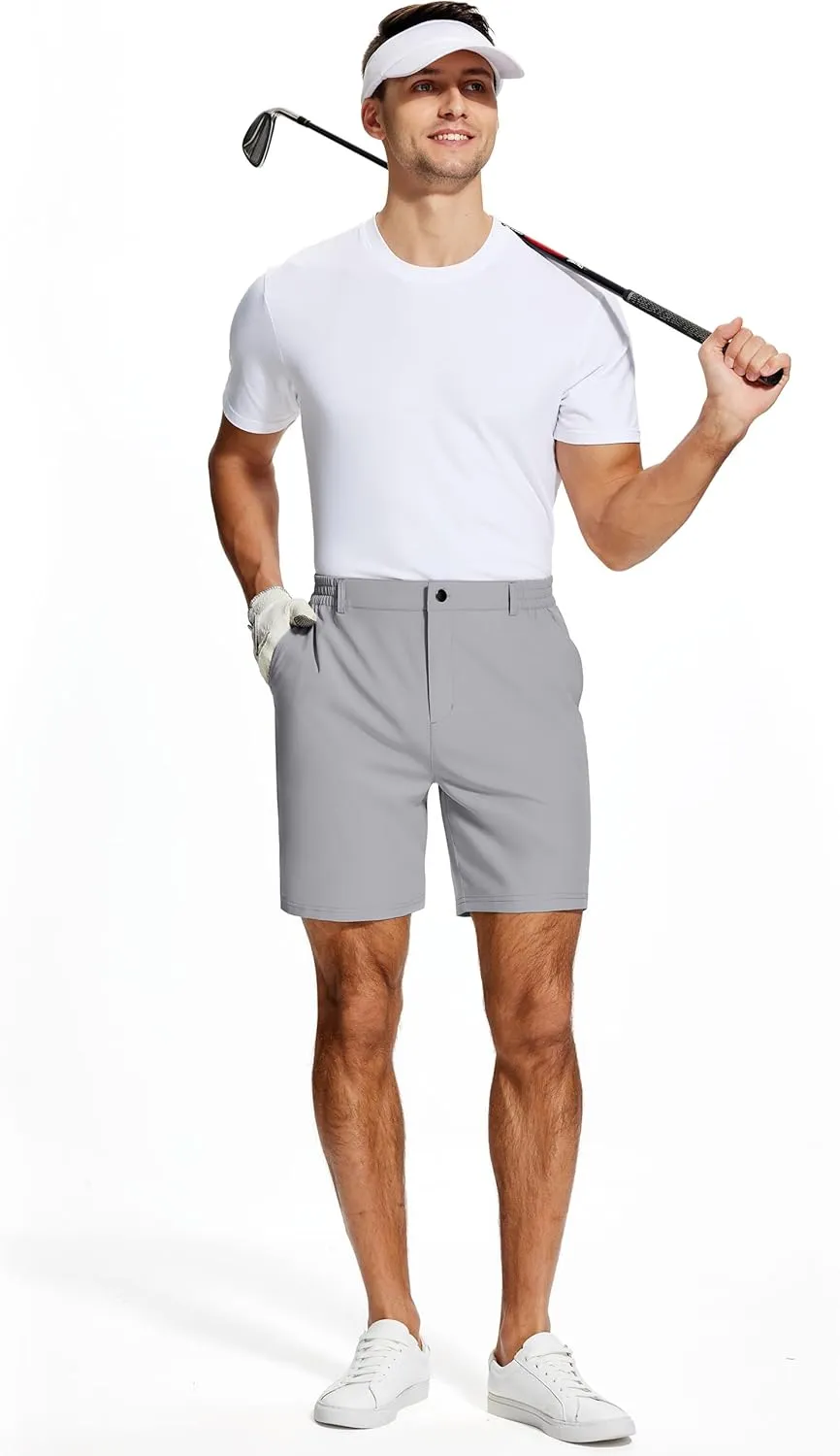 Mens Stretch Golf Shorts 7 Inch Inseam Quick Dry Lightweight Dress Shorts for Men with Zipper Pockets Hiking