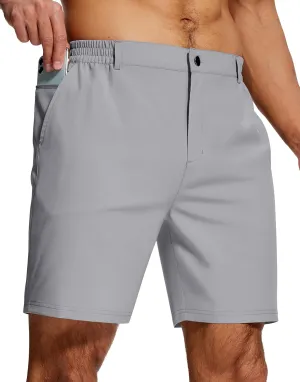 Mens Stretch Golf Shorts 7 Inch Inseam Quick Dry Lightweight Dress Shorts for Men with Zipper Pockets Hiking