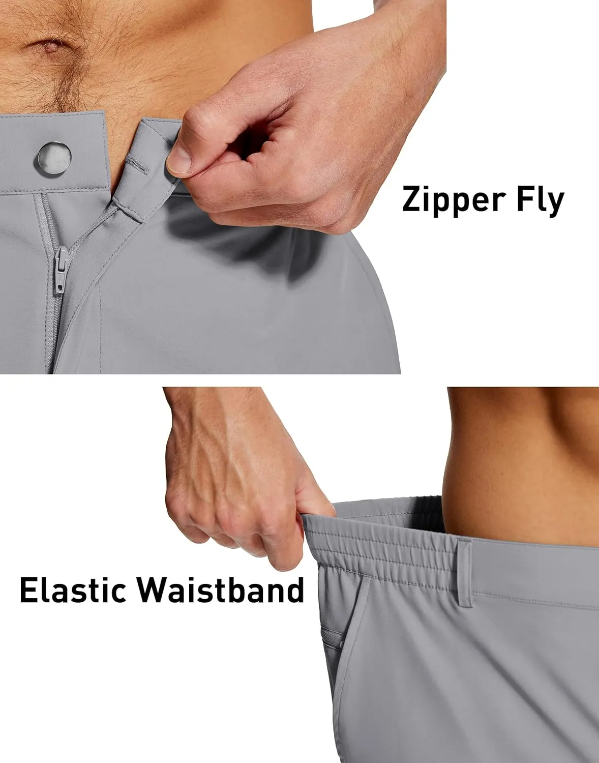 Mens Stretch Golf Shorts 7 Inch Inseam Quick Dry Lightweight Dress Shorts for Men with Zipper Pockets Hiking