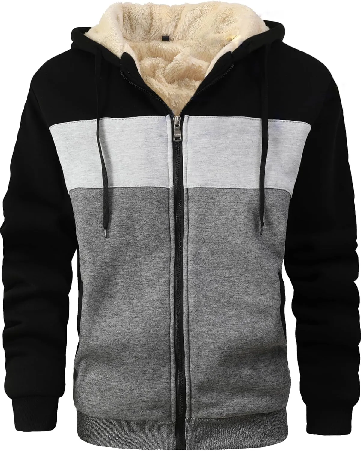 Men's Winter Heavyweight Jacket Thermal Fleece Jackets Full Zip Sherpa Lined Warm Thick Coats