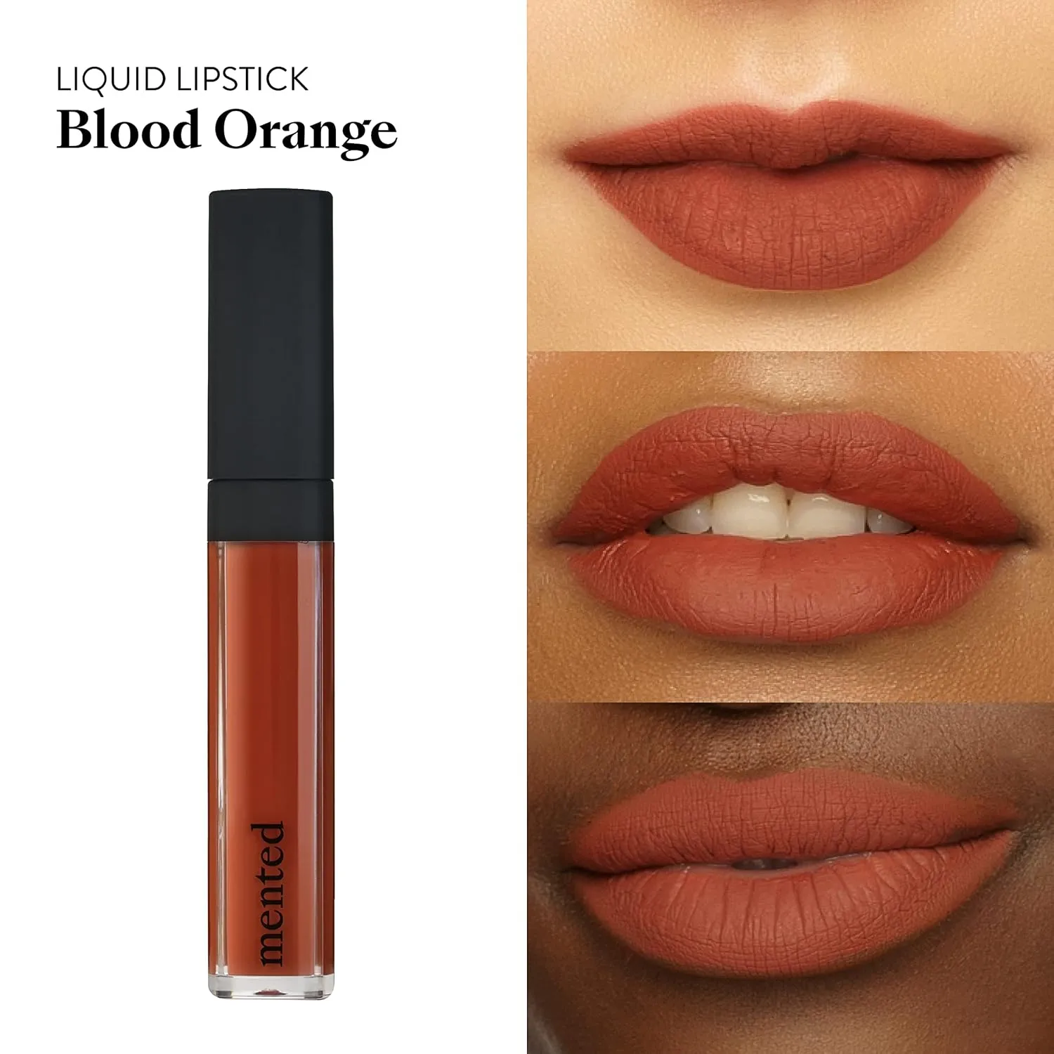 Mented Cosmetics Liquid Lipstick for Women, Velvet Matte Red Lipstick, Waterproof Lip Gloss, Tint, Stain Long Lasting Hydrating Moisturizing, Smudgeproof, Vegan, Blood Orange