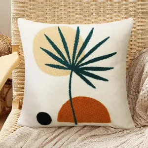 Merrycolor Boho Decorative Throw Pillow Covers 16x16 Boho Pillow Covers Tufted Mid Century Modern Throw Pillows Abstract Leaf Pillow Cover Aesthetic Boho Pillows for Couch Bed Sofa Living Room 1PC