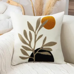 Merrycolor Boho Decorative Throw Pillow Covers 16x16 Tufted Mid Century Modern Throw Pillow Covers Abstract Leaf Pillow Cover Bohemian Aesthetic Boho Pillows for Couch Bed Sofa Living Room 1PC