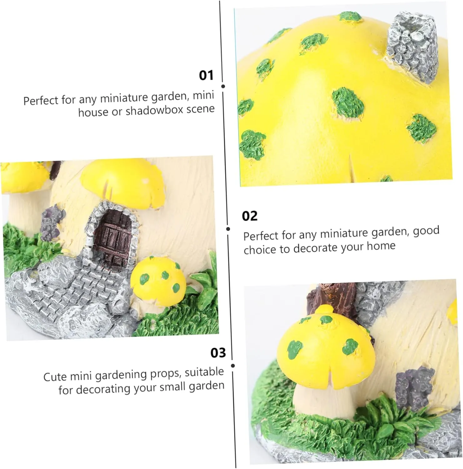 MERRYHAPY Creative Mushroom House Miniature Landscape Decor Yellow Bonsai Ornament for Landscape Decoration Cute Gardening Props for Home and Terrarium
