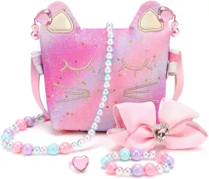 mibasies Purse for Little Girls Dress Up Jewelry Pretend Play Kids Accessories Mermaid Gifts