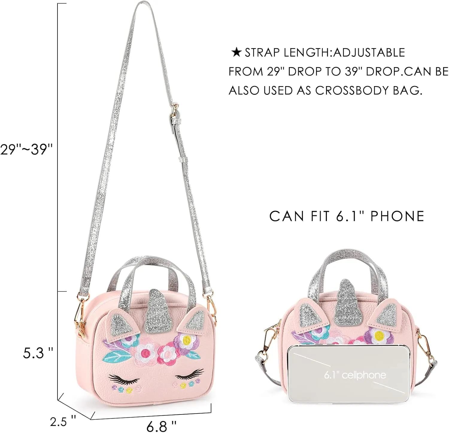 mibasies Toddler Purse for Little Girls Handbags Kids Age 3-8 Unicorn Pink purse