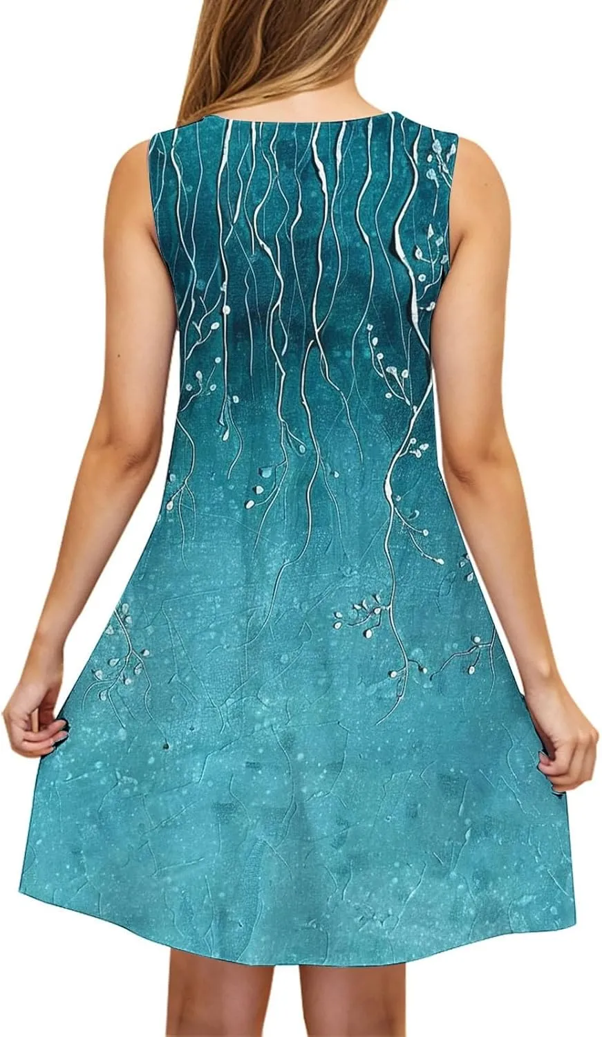 Midi Dress for Women Floral Print Sleeveless Summer Dresses Boho Flowy Casual Dress Beach Vacation Sundress