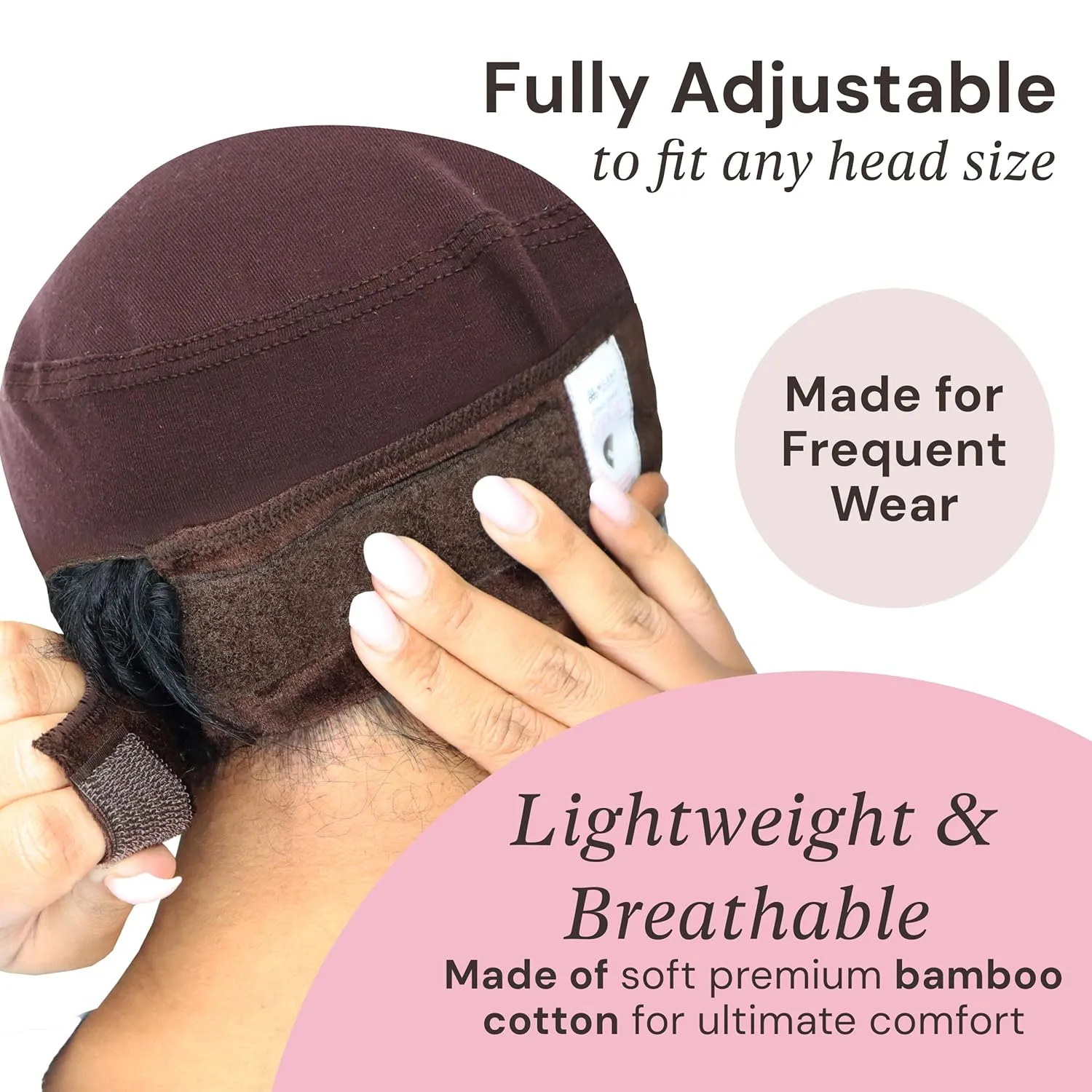 MILANO COLLECTION Wig Grip Caps for Women, Adjustable No Slip Wig Cap with Grip Band, Built-In Secure Elastic HeadBand for Lace Front Styles, Chocolate Brown, 2 Pack