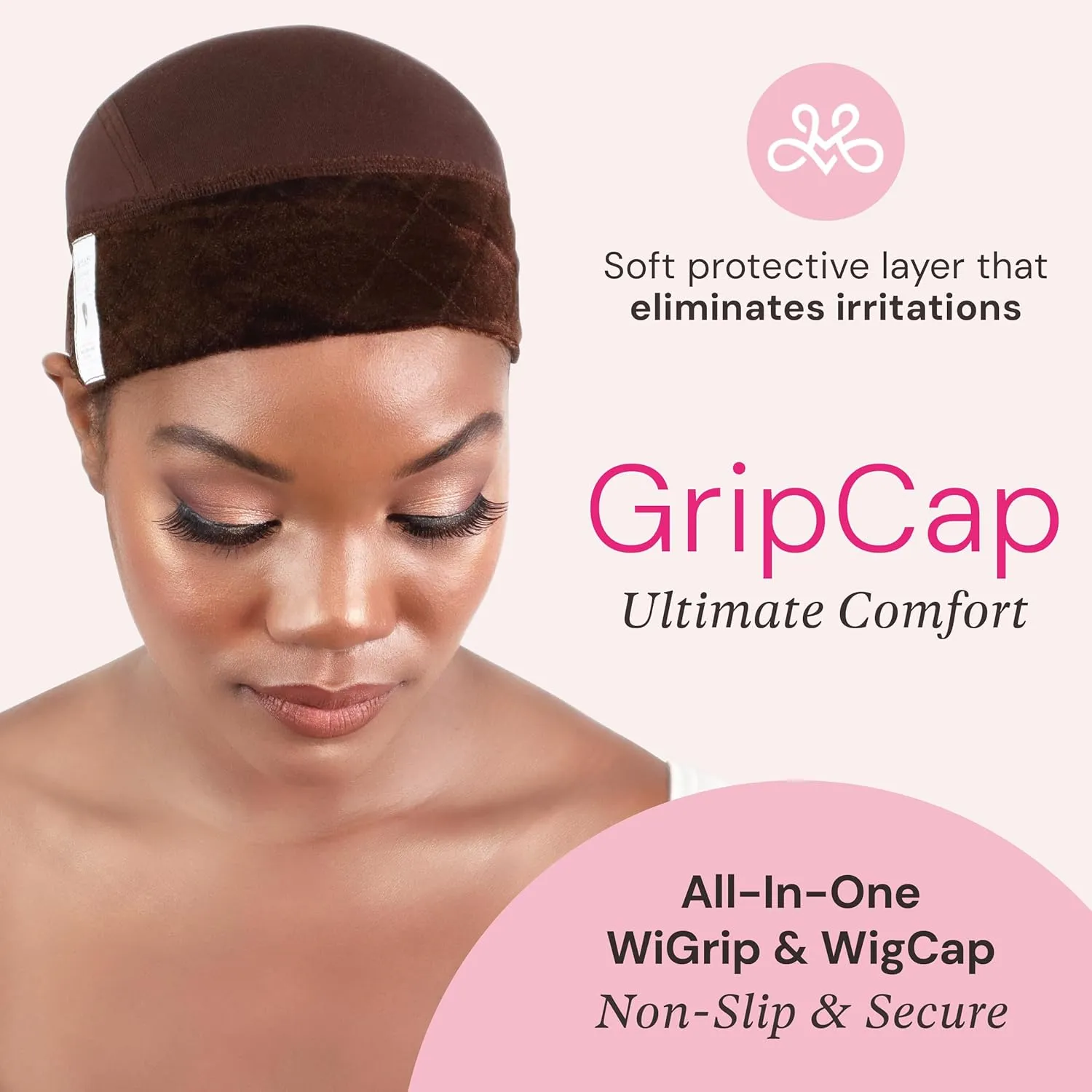 MILANO COLLECTION Wig Grip Caps for Women, Adjustable No Slip Wig Cap with Grip Band, Built-In Secure Elastic HeadBand for Lace Front Styles, Chocolate Brown, 2 Pack