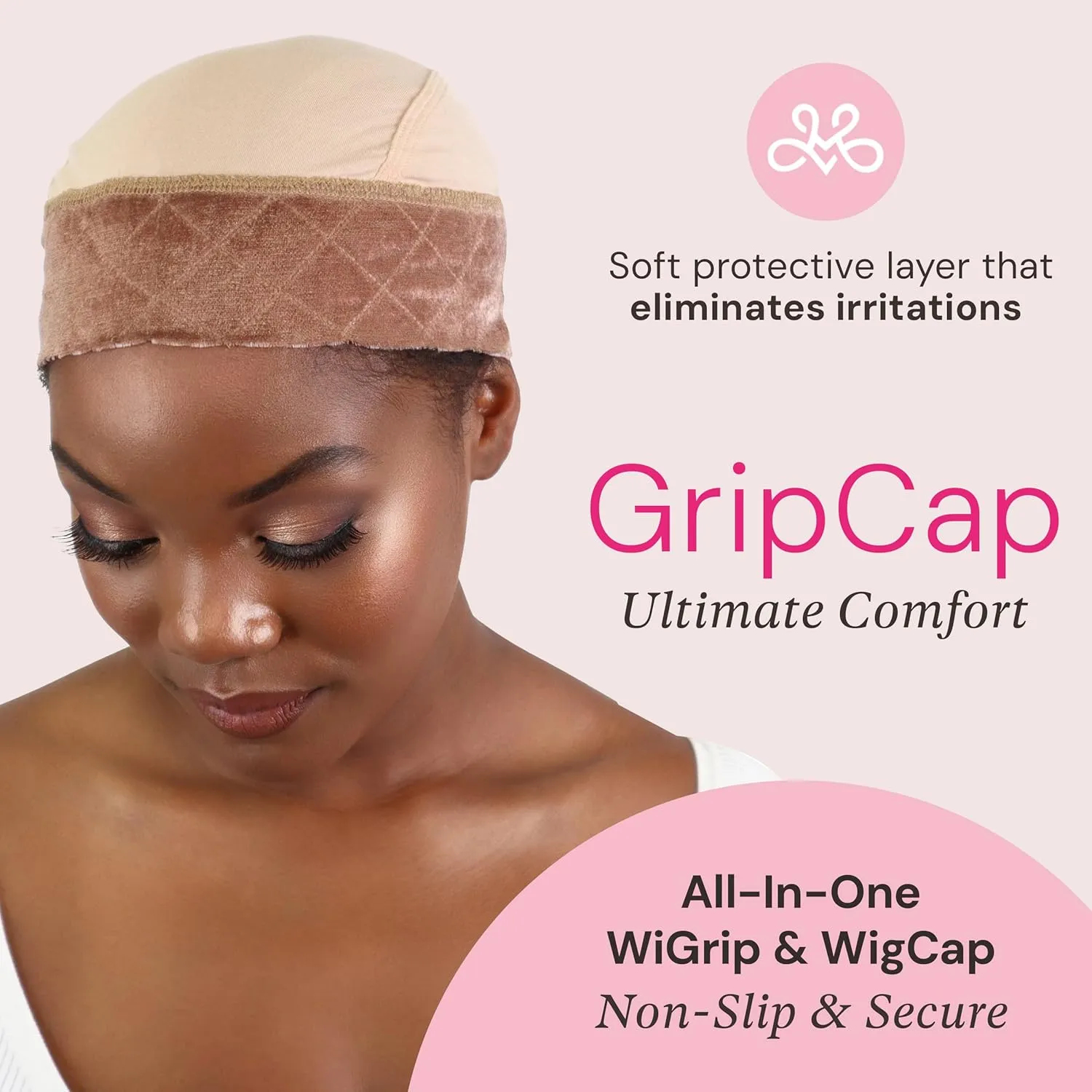 MILANO COLLECTION Wig Grip Caps for Women, Adjustable No Slip Wig Cap with Grip Band, Built-In Secure Elastic HeadBand for Lace Front Styles, Chocolate Brown & Nude, 2 Pack