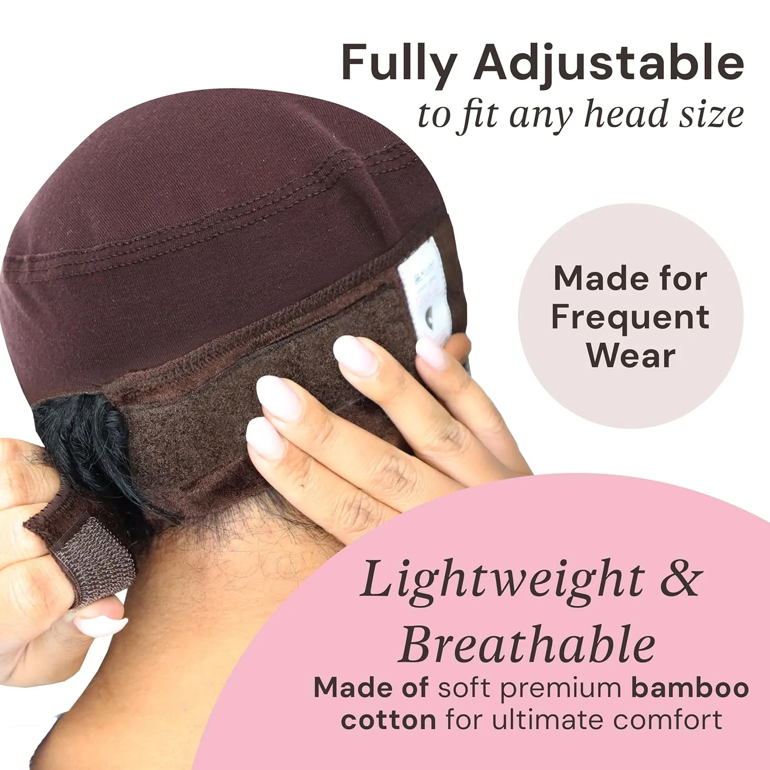 MILANO COLLECTION Wig Grip Caps for Women, Adjustable No Slip Wig Cap with Grip Band, Built-In Secure Elastic HeadBand for Lace Front Styles, Chocolate Brown & Nude, 2 Pack