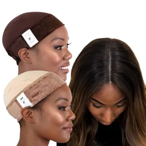 MILANO COLLECTION Wig Grip Caps for Women, Adjustable No Slip Wig Cap with Grip Band, Built-In Secure Elastic HeadBand for Lace Front Styles, Chocolate Brown & Nude, 2 Pack